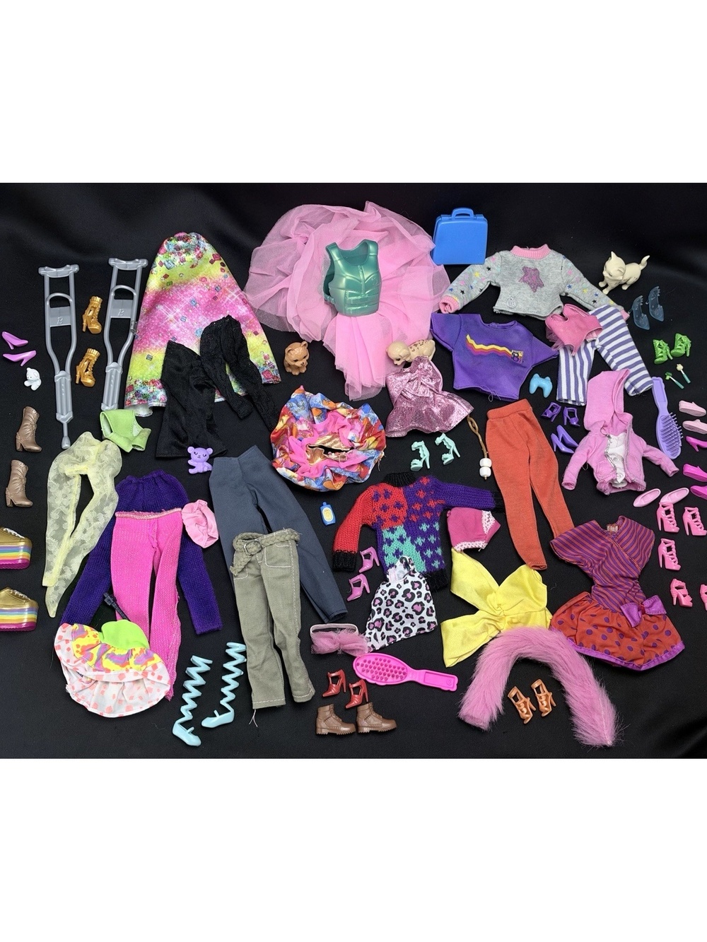 Barbie Doll Clothes, Accesories, Shoes & Pets Large Lot Doll Dresses Crutches